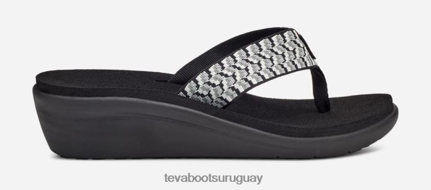 Teva 2PD2D6377 cuña voya para mujer pintar pistas en blanco y negro
