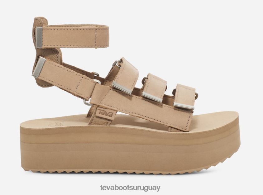 Teva 2PD2D679 mevia de cuero con plataforma plana para mujer incienso