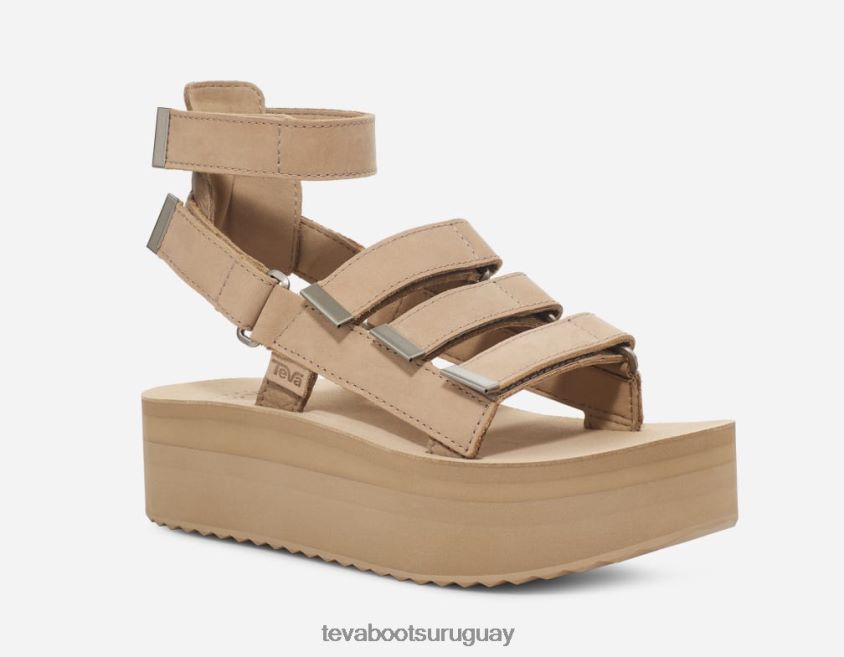 Teva 2PD2D679 mevia de cuero con plataforma plana para mujer incienso