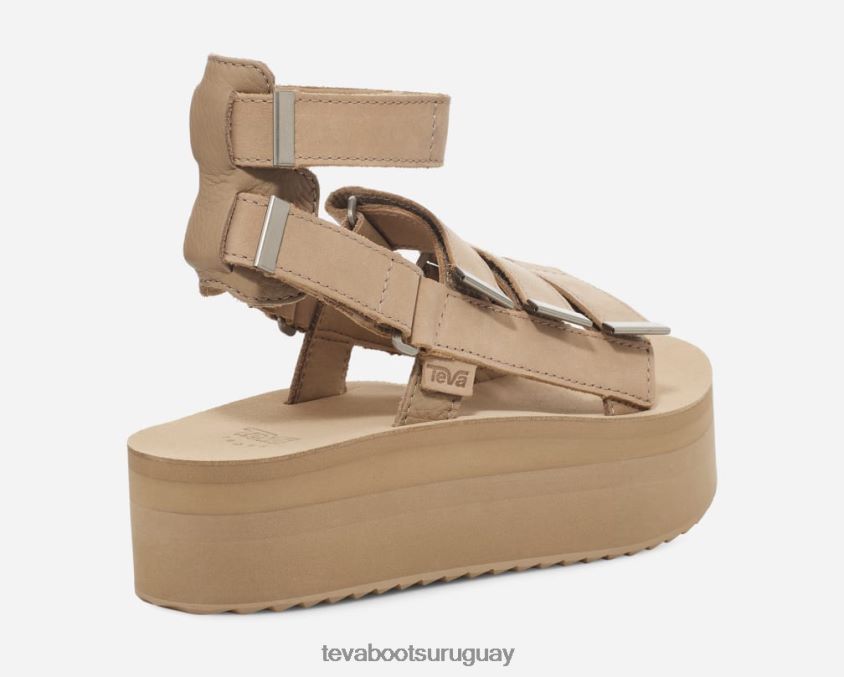 Teva 2PD2D679 mevia de cuero con plataforma plana para mujer incienso