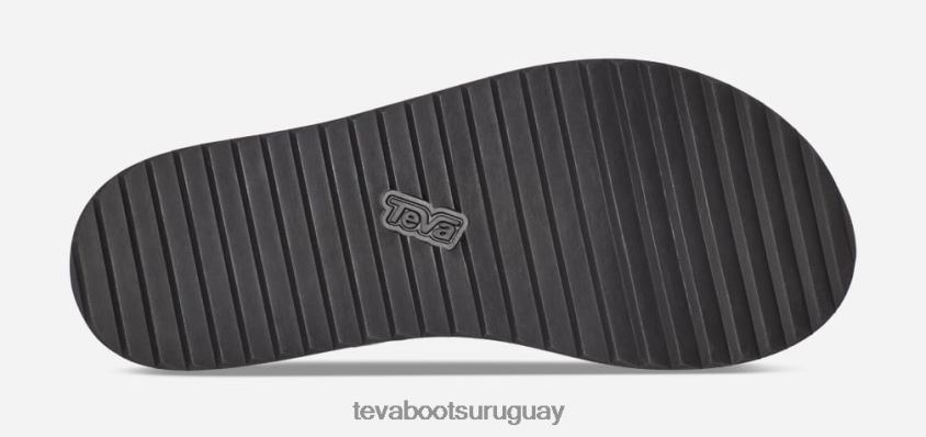 Teva 2PD2D680 mevia de cuero con plataforma plana para mujer negro